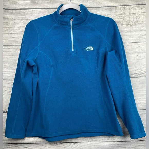 The North Face 1/4 Zip Blue Fleece Pullover Jacket Women’s Size Medium - Picture 1 of 7